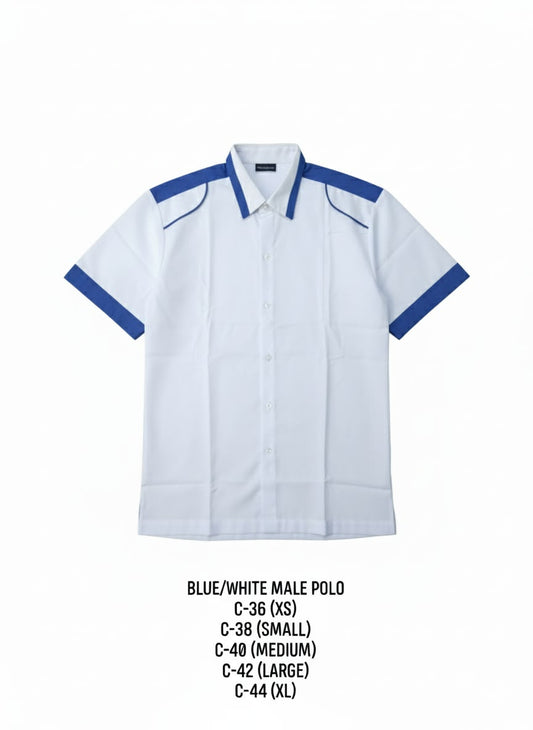Blue/White Male Polo