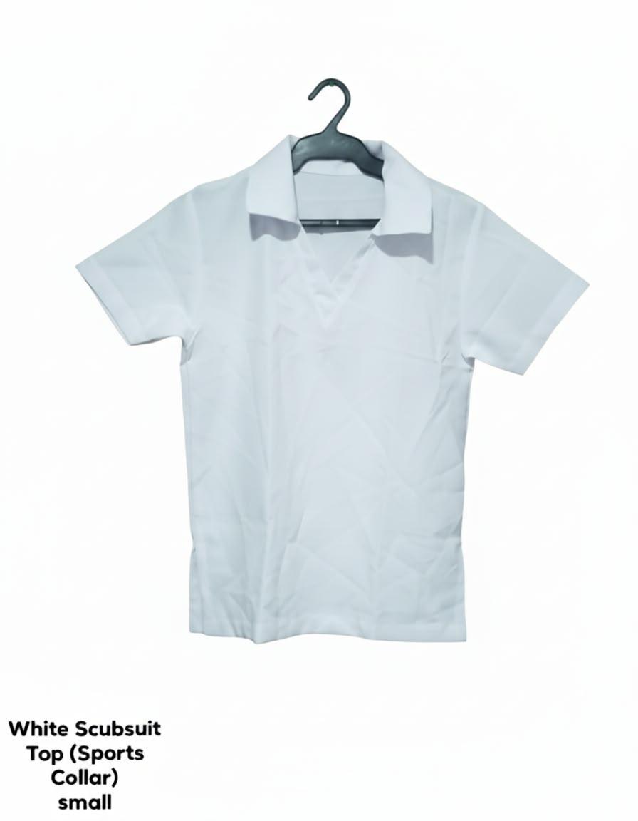 White Scrubsuit Top (Sports Collar)