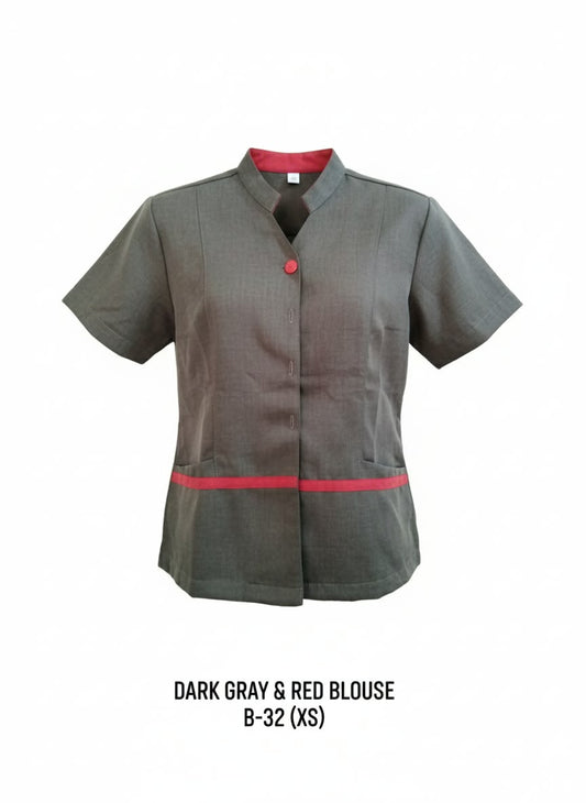 Dark Gray & Red Blouse